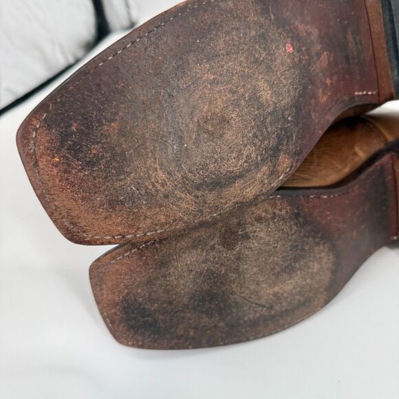 Lucchese Mens Square Toe Cowboy Boots Brown Western Everyday Size 9 2E WIDE main image 8